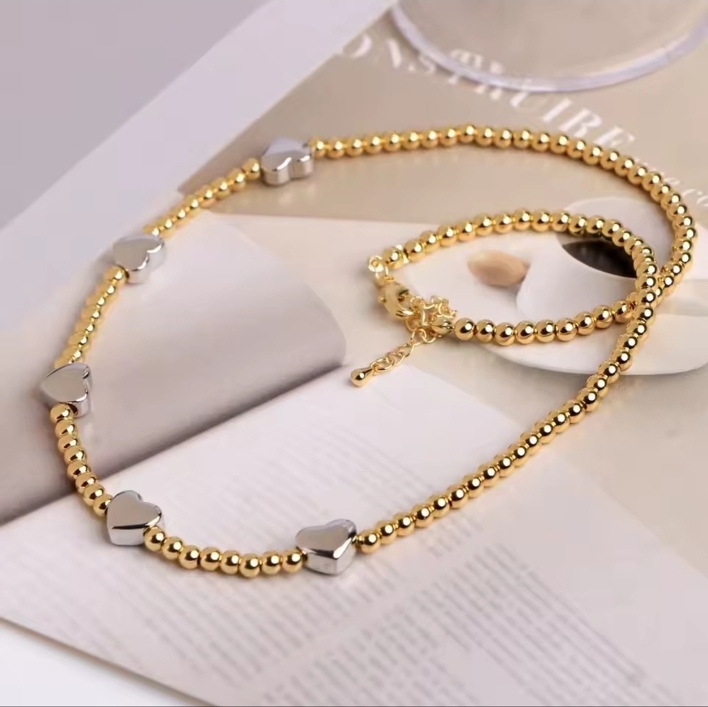 Gold and Silver Heart Necklace